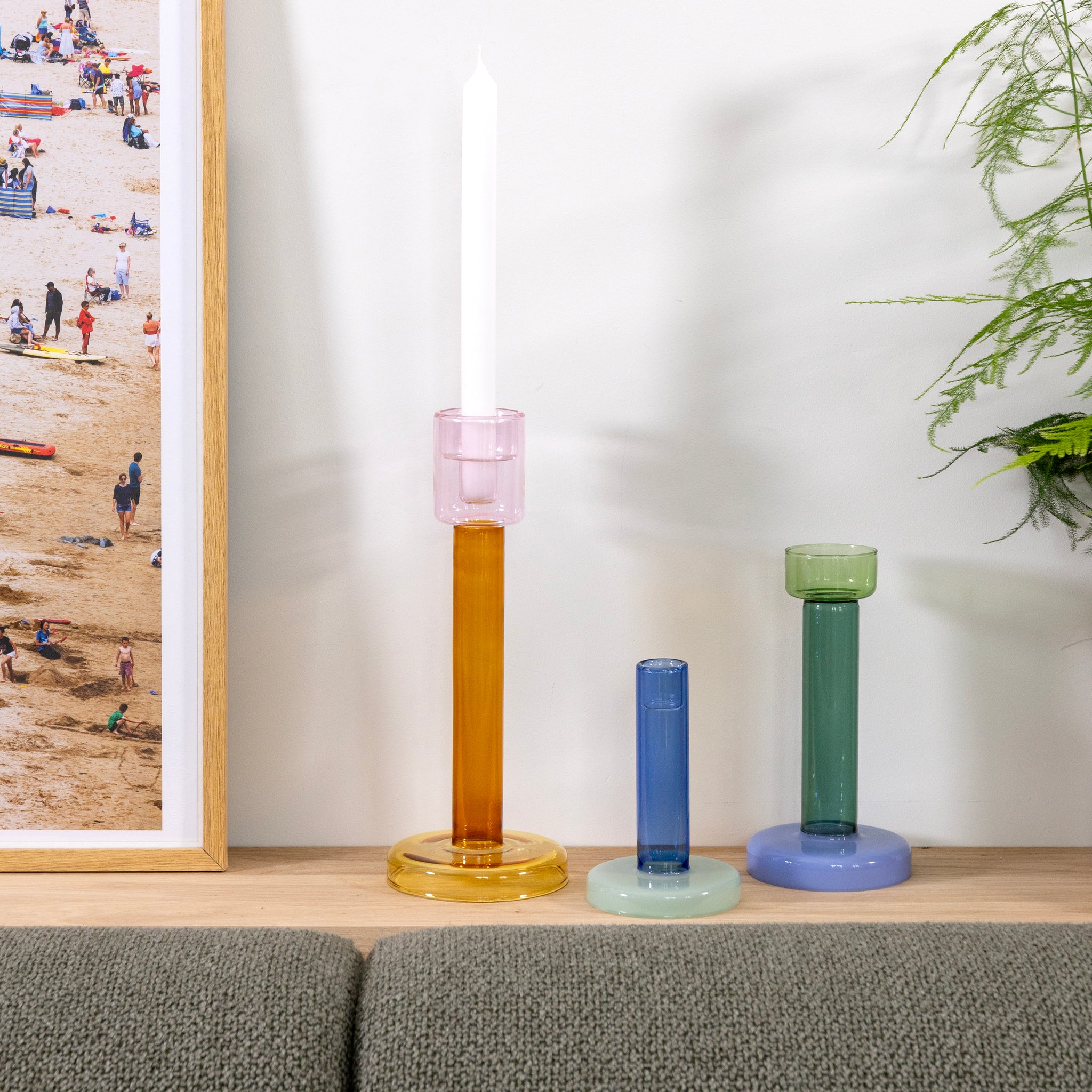 Candleholder Bole medium green-blue