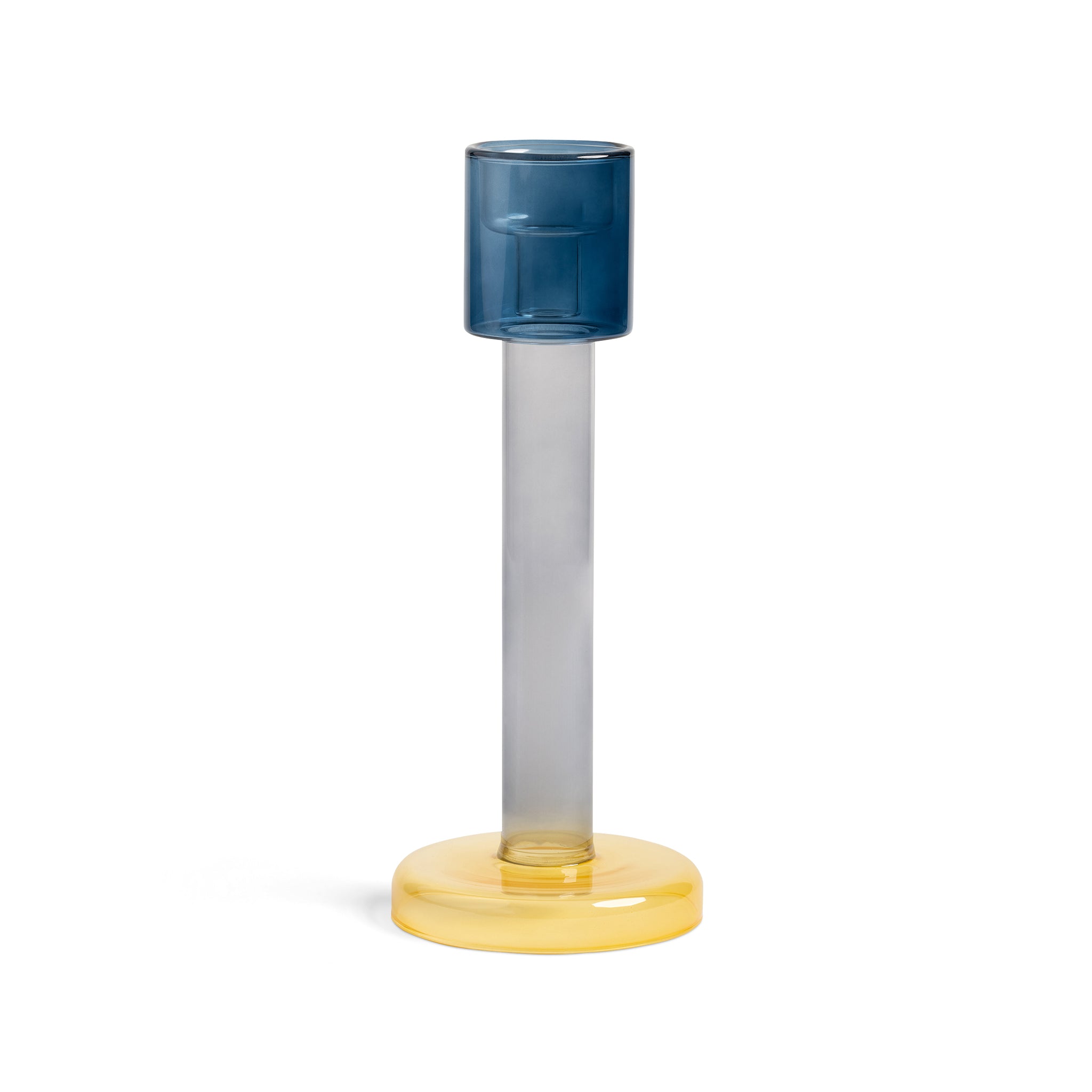 Candleholder Bole large blue-yellow